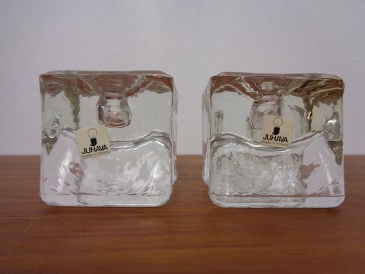 Finnish Ice Glass Candlesticks by Timo Sarpaneva for Juhava, 1970s, Set of 4-RDW-1730010