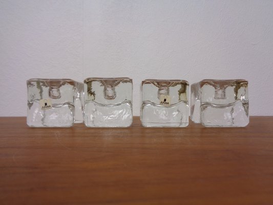 Finnish Ice Glass Candlesticks by Timo Sarpaneva for Juhava, 1970s, Set of 4-RDW-1730010