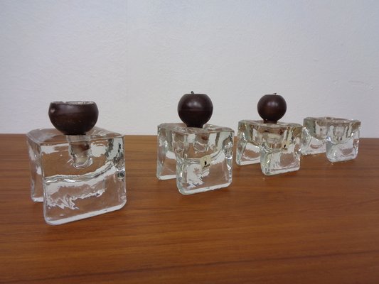 Finnish Ice Glass Candlesticks by Timo Sarpaneva for Juhava, 1970s, Set of 4-RDW-1730010