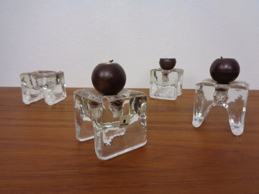 Finnish Ice Glass Candlesticks by Timo Sarpaneva for Juhava, 1970s, Set of 4-RDW-1730010