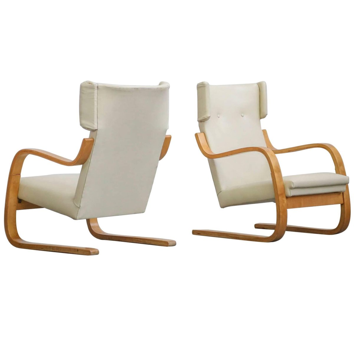 Finnish Model 401 Lounge Chairs by Alvar Aalto, 1930s, Set of 2