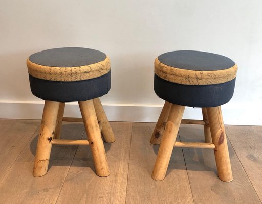 Fir Stools, 1970s, Set of 2-BA-1599962