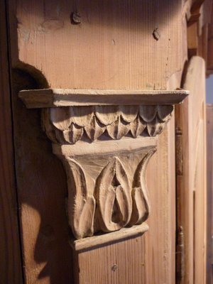 Fir Wardrobe with Carved Capitals-BGS-1077858