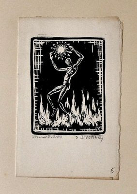 Fire - Original Woodcut on Paper by Erika Lawson Frimke - 1937 1937-ZCI-761629