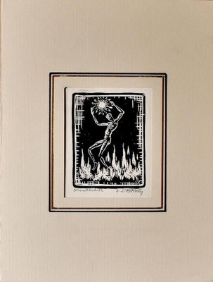 Fire - Original Woodcut on Paper by Erika Lawson Frimke - 1937 1937-ZCI-761629