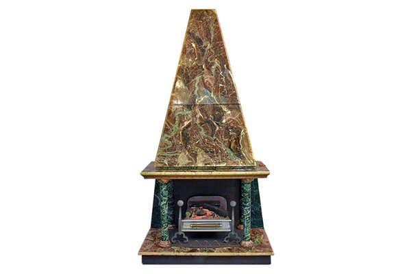 Fireplace Faux Marble With Bar Cabinet, 1950s-HS-1187980