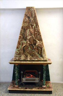 Fireplace Faux Marble With Bar Cabinet, 1950s-HS-1187980