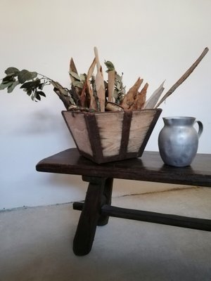 Firewood Basket in Solid Chestnut and Wrought Iron-UIW-1107030