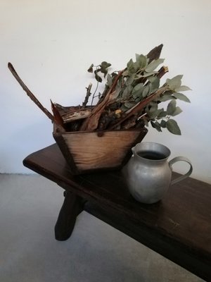 Firewood Basket in Solid Chestnut and Wrought Iron-UIW-1107030