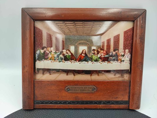 First Communion Souvenir Oil Print Depicting Last Supper, 1890s-CAQ-1794149