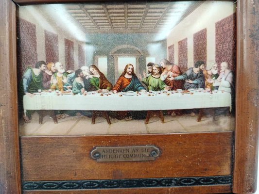 First Communion Souvenir Oil Print Depicting Last Supper, 1890s-CAQ-1794149