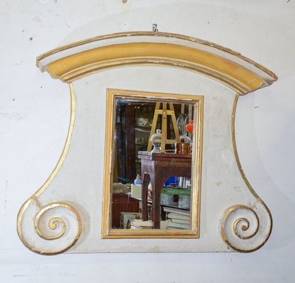 First Half of the 18th Century Louis XIV Fireplace Mirror in White Lacquered Wood and Gold Decorations, Italy-RAQ-2033405