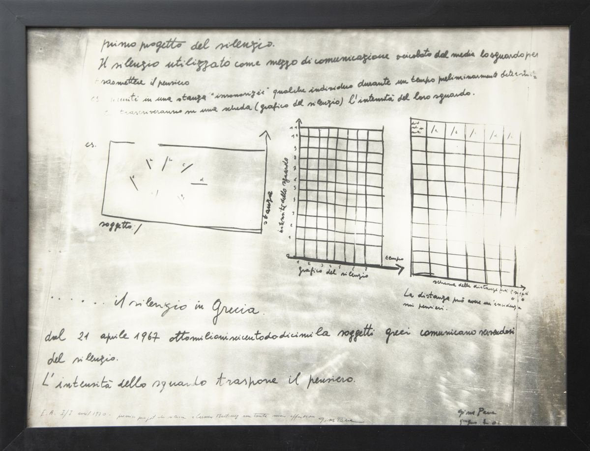 First Project of Silence - Photolithograph with Hand Notes by Gina Pane - 1970 1970