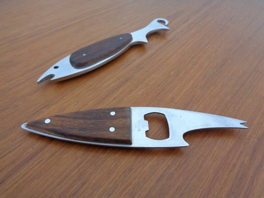 Fish Shaped Bottle Opener in Stainless Steel by Carl Auböck, Set of 2, 1960s-RDW-1220216