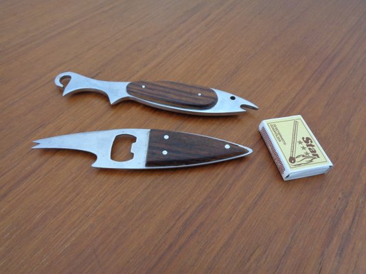 Fish Shaped Bottle Opener in Stainless Steel by Carl Auböck, Set of 2, 1960s-RDW-1220216