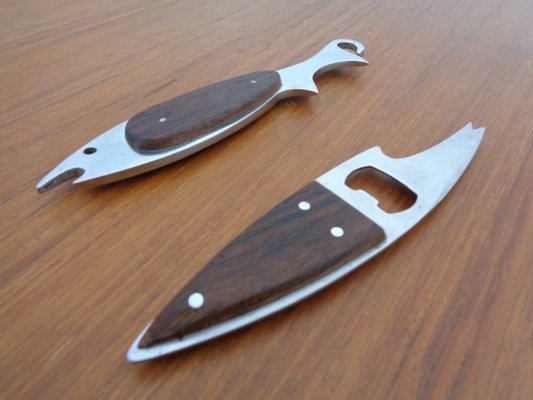 Fish Shaped Bottle Opener in Stainless Steel by Carl Auböck, Set of 2, 1960s-RDW-1220216