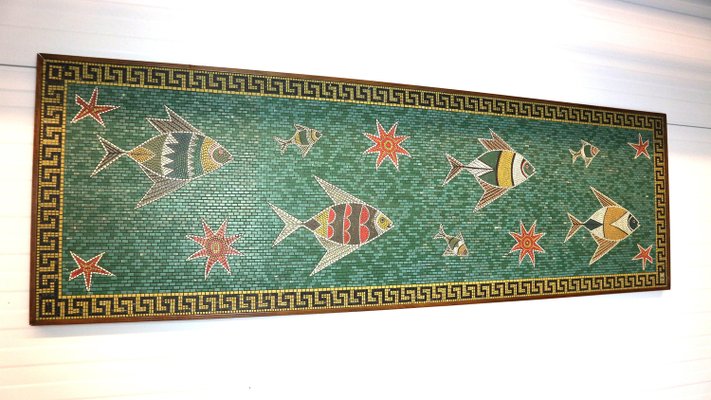 Fish Wall Art Mosaic in Vinyl on Wood by P. Zwier, Netherlands, 1960s-DT-2026291