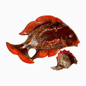 Fish Wall Sculptures from Vallauris, Set of 2-OPE-1361857