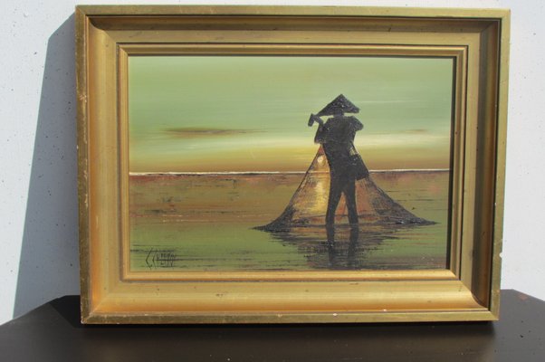 Fisherman in Bali, 1920-1949, Oil on Canvas, Framed-RDN-992682