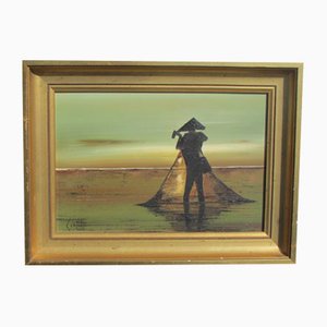 Fisherman in Bali, 1920-1949, Oil on Canvas, Framed-RDN-992682