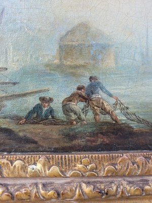 Fishermen, 18th Century, Oil on Canvas, Framed-SYQ-1814444