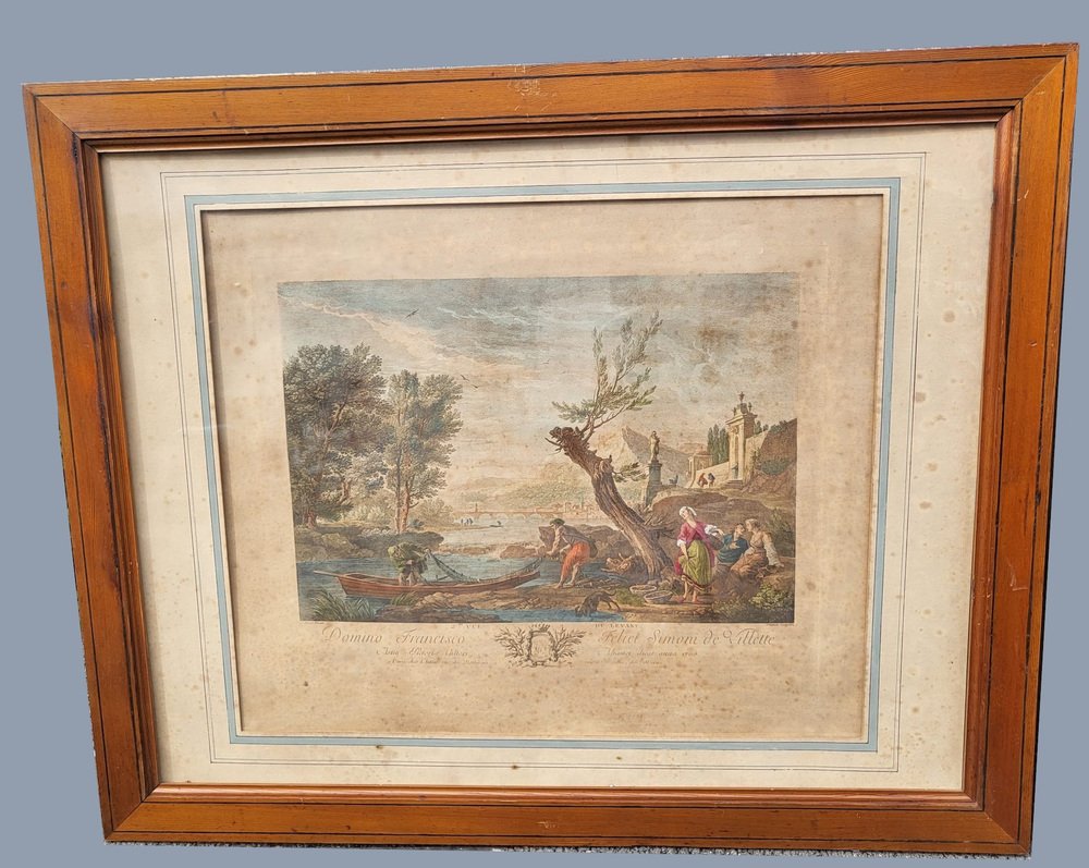 Fishing, 1800s, Etchings, Framed, Set of 4