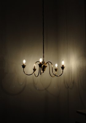 Five-Arm Brass Chandelier attributed to Fog & Mørup, 1950s-HPQ-1451095