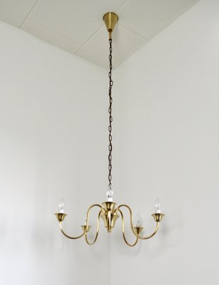 Five-Arm Brass Chandelier attributed to Fog & Mørup, 1950s-HPQ-1451095