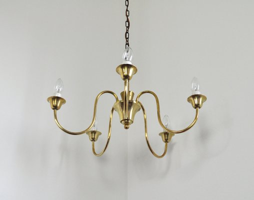 Five-Arm Brass Chandelier attributed to Fog & Mørup, 1950s-HPQ-1451095