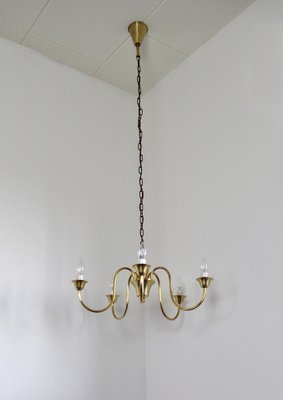 Five-Arm Brass Chandelier attributed to Fog & Mørup, 1950s-HPQ-1451095