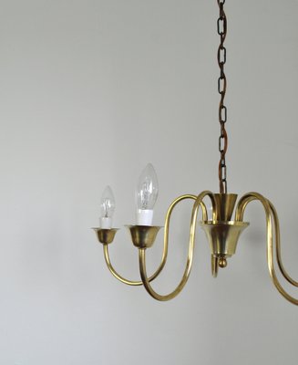 Five-Arm Brass Chandelier attributed to Fog & Mørup, 1950s-HPQ-1451095