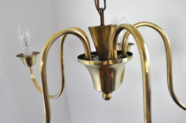 Five-Arm Brass Chandelier attributed to Fog & Mørup, 1950s-HPQ-1451095