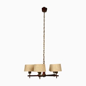 Five Arms Chandelier in Teak Wood and Brass by J. T. Kalmar for Kalmar, 1965-BAF-1761339