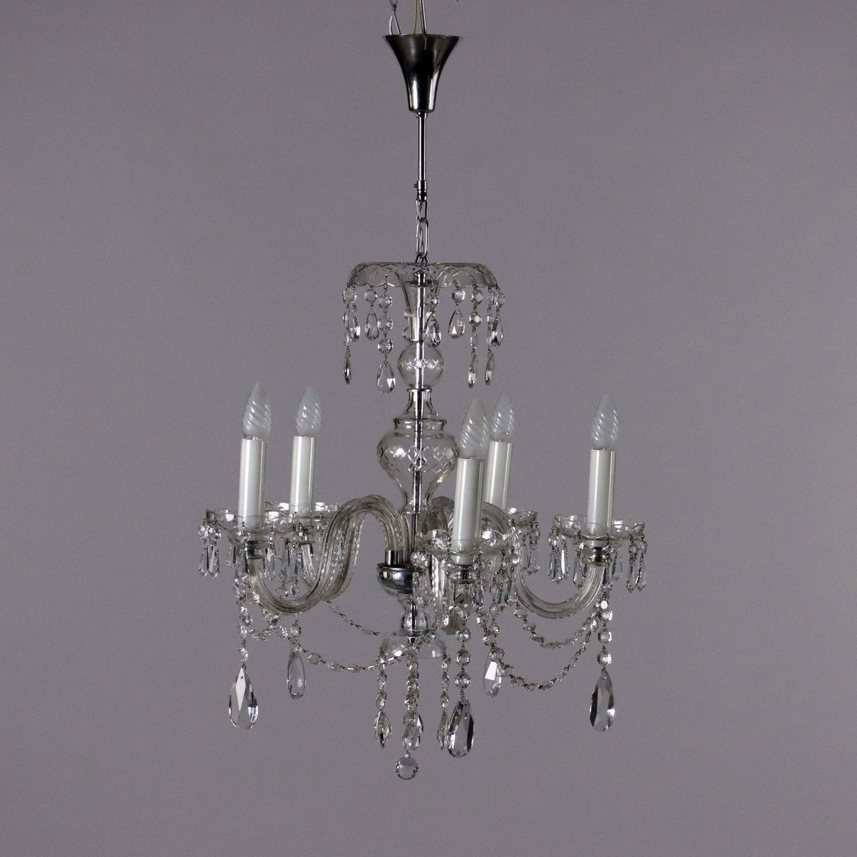 Five-Light Chandelier with Crystal and Molato Glass