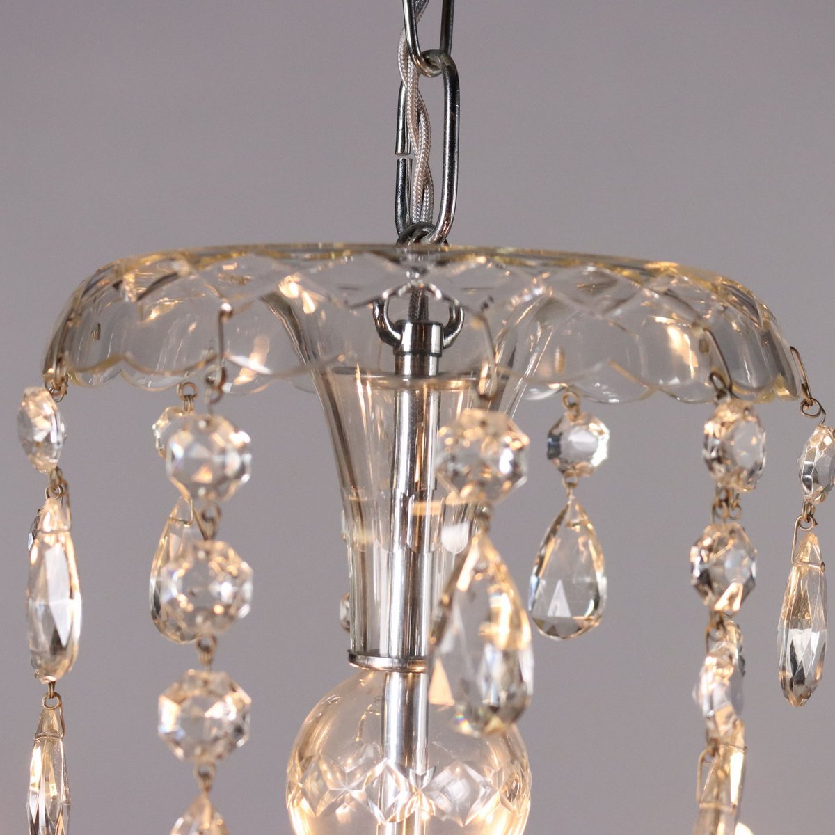 Five-Light Chandelier with Crystal and Molato Glass