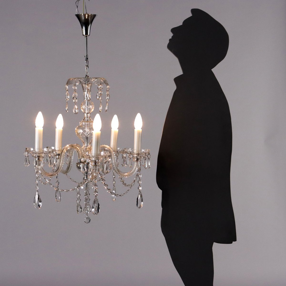 Five-Light Chandelier with Crystal and Molato Glass