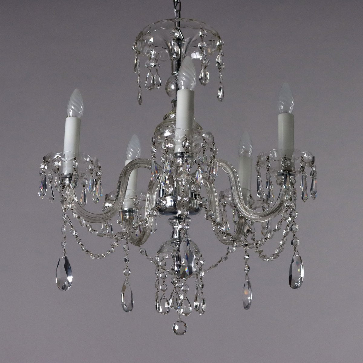 Five-Light Chandelier with Crystal and Molato Glass