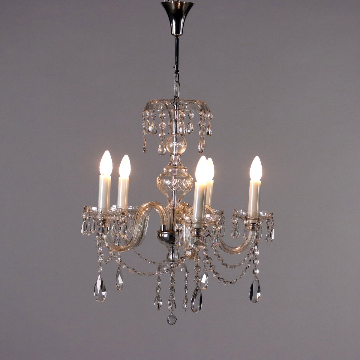 Five-Light Chandelier with Crystal and Molato Glass