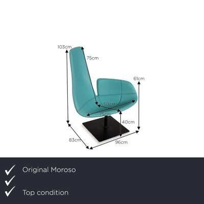 Fjord Leather Armchair in Turquoise Blue by Patricia Urquiola for Moroso-RQW-2036331