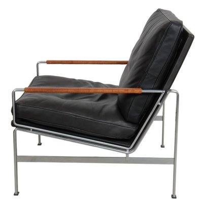 FK-6720 Lounge Chair in Black Leather by Fabricius and Kastholm-MTD-1805046