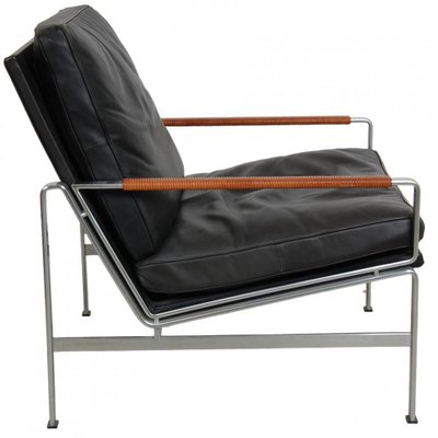 FK-6720 Lounge Chair in Black Leather by Fabricius and Kastholm-MTD-1805046