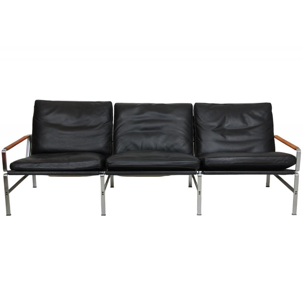 Fk-6730 3-Seater Sofa in Black Leather by Fabricius and Kastholm