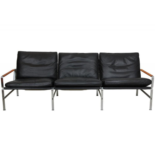 Fk-6730 3-Seater Sofa in Black Leather by Fabricius and Kastholm