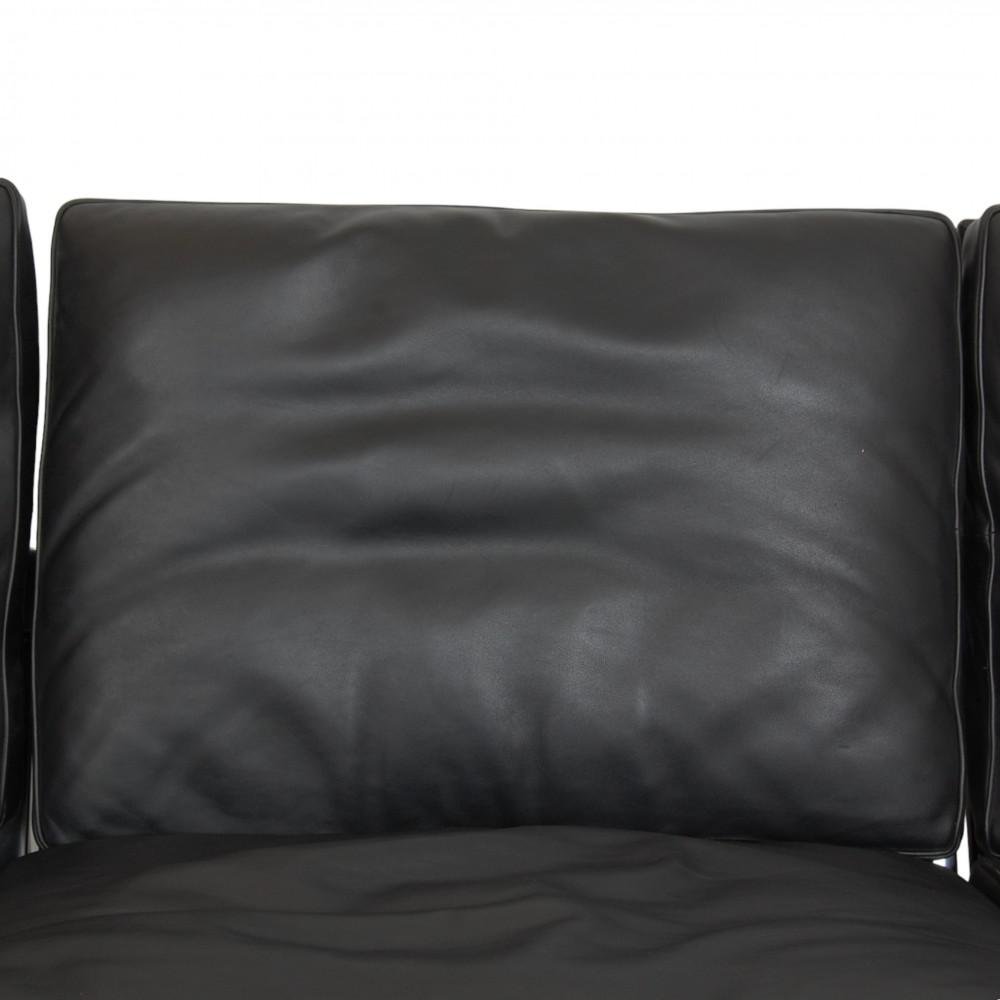 Fk-6730 3-Seater Sofa in Black Leather by Fabricius and Kastholm