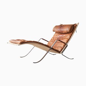 FK87 Lounge Chair in Patinated Cognac Leather by Fabricius & Kastholm for Kill International, 1960s-FEW-2024253