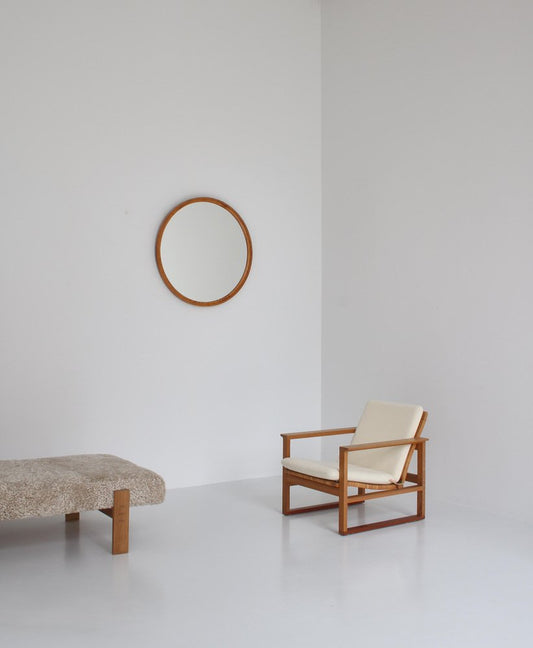 Flame Birch Round Mirror by Axel Larsson for Svenska Möbelfabriken, 1930s