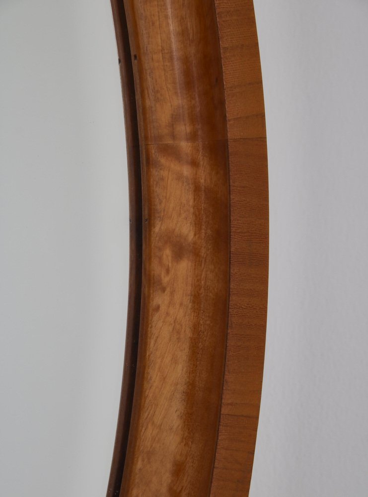 Flame Birch Round Mirror by Axel Larsson for Svenska Möbelfabriken, 1930s