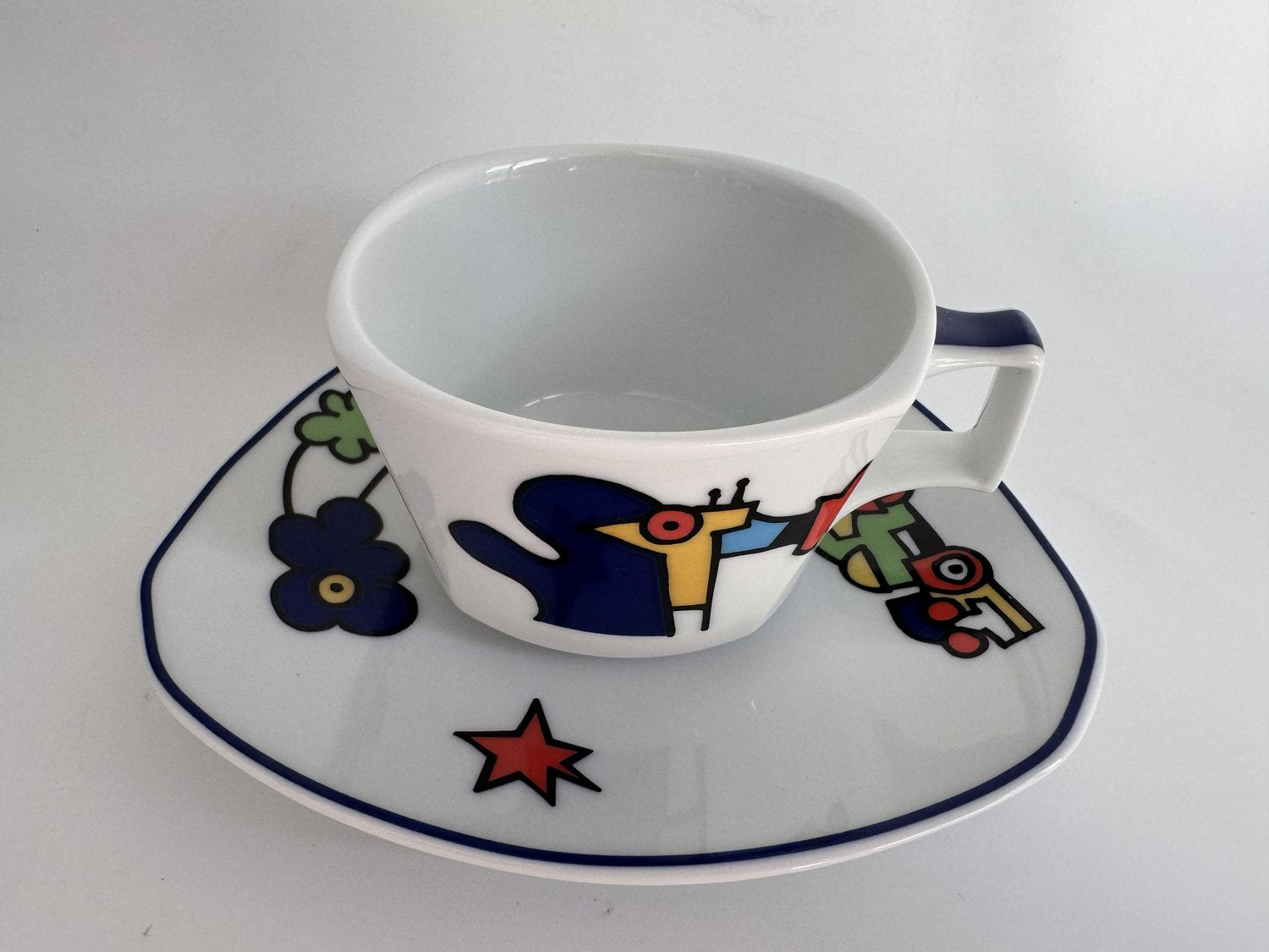 Flash Funny People Coffee Cup with Saucer by Dorothy Hafner / Otmar Alt for Rosenthal Germany, 1980s, Set of 2