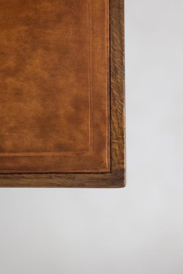 Flat Desk in Gold Leather and Black Lacquered Wood, 1940s-CEJ-2026347