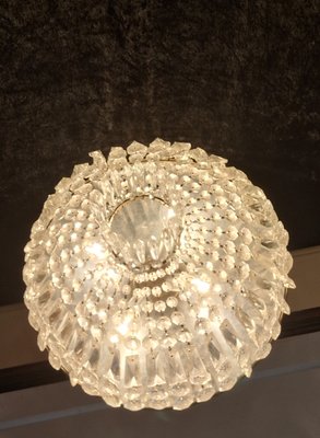 Flat Vintage Ceiling Lamp with Cut Crystal Glass Hangings, 1960s-HOI-2033657